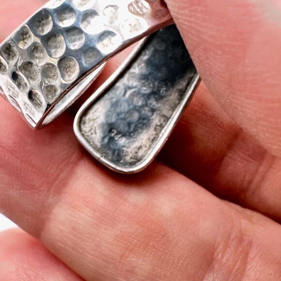 Blue Gemstone Sterling Silver By Pass Ring Adjustable Size Set at Size 9 - Picture 3 of 3